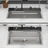 30" Kitchen Sink Waterfall Single Bowl Ledge Workstation With Smart LED Faucet, 16 Gauge T304 - Brushed Nickel - Image 6