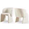Modern Accent Chair White Single Sofa Chair, Upholstered Side Chair Teddy Comfy Chair For Dining Room / Bedroom / Living Room / Reception 1 Piece - Off White - Image 16
