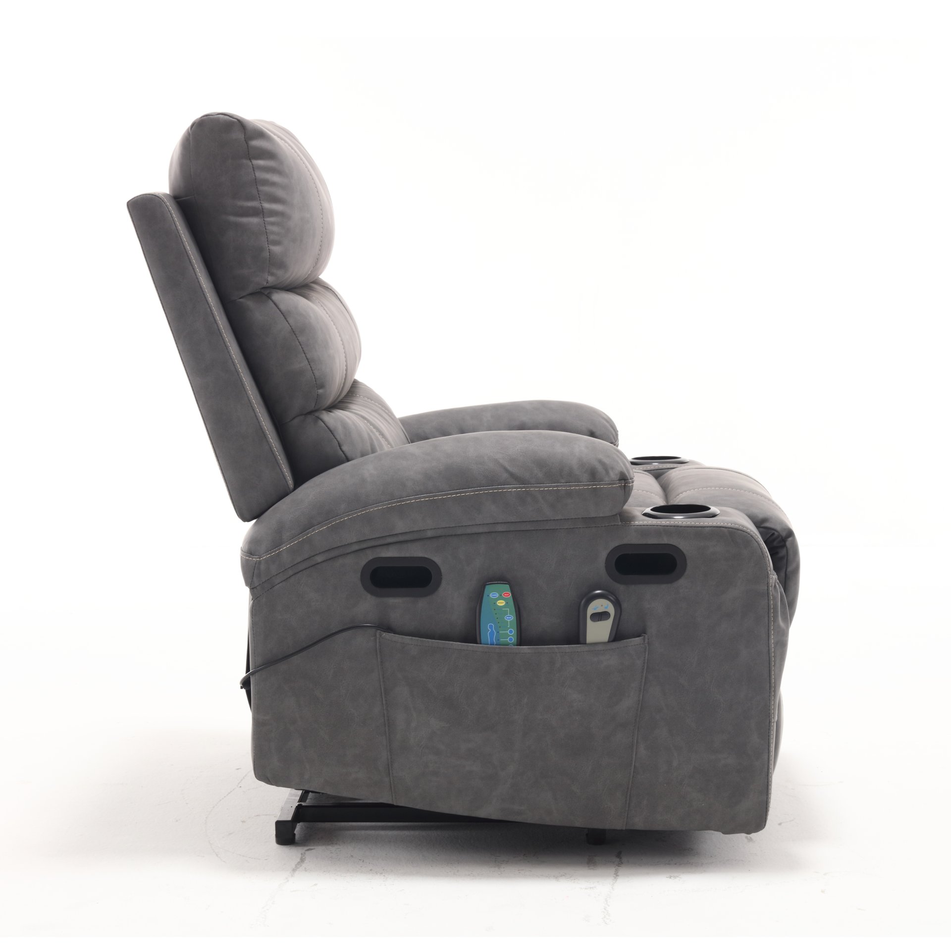 Cozy Electric Power Lift Recliner Chair Sofa For Elderly With Vibration Massage And Lumbar Heat - Gray - Image 10