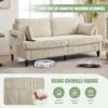 Modern Style Chenille 2 Seater Sofa With LED Light, USB Port, Storage Bag, Wood Legs - Beige - Image 8