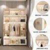 Portable Wardrobe Closet Storage Organizer With Magnetic Doors, Polypropylene - Cream White - Image 14