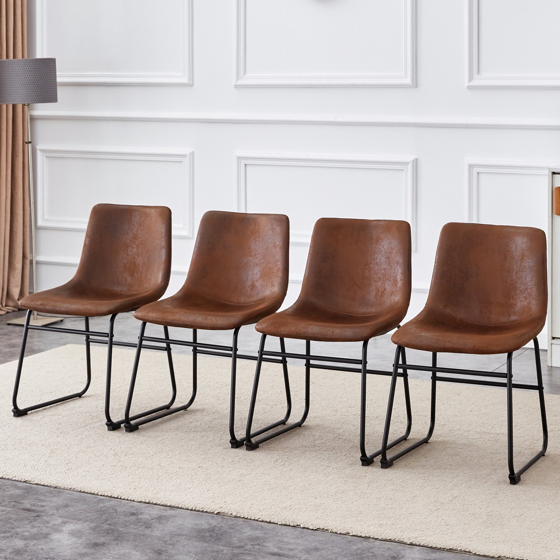 (Set of 4) Retro Chairs, Comfortable Bar Stools, Suitable For Industrial And Vintage Style Environments - Brown - Image 5