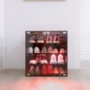 4 Layers Shoe Cabinet With Glass Door And Glass Layer Shoes Display Cabinet With LED Light Bluetooth Control - Black - Image 5