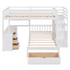 Full Over Twin Bunk Bed With Desk, Drawers And Shelves - White - Image 2