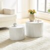 Premium Nested Table Set 2 Pieces, Coffee Table Set For Living Room - White - Image 15