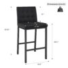 Modern Design High Stool With Metal Legs For Kitchen And Restaurant (Set of 2) - Black - Image 3