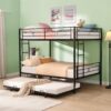 Full Over Full Modern Metal Bunk Bed With Trundle - Black - Image 2