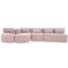 Modern Upholstered L Shape Sofa With 2 Chaise Lounges And Five Back Pillows Boucle Fabric - Pink - Image 10