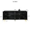 Modern Sideboard Buffet Cabinet With Handleless Press To Open Design, Carved Credenza Storage Cabinet With 4 Doors Construction - Black - Image 3