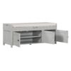 Storage Bench With 3 Shutter-Shaped Doors, Shoe Bench With Removable Cushion And Hidden Storage Space - Gray Wash - Image 12