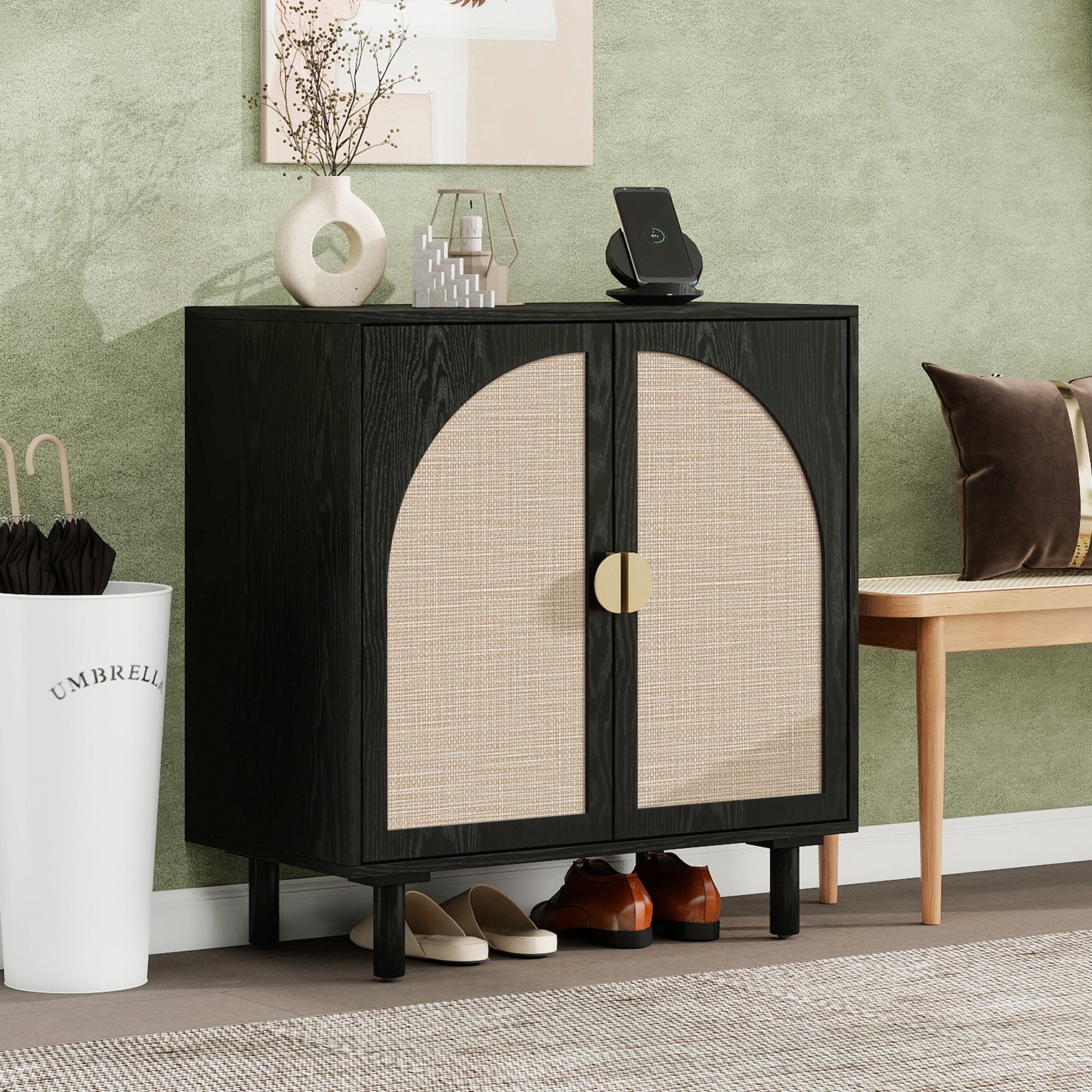 2 Door Cabinet, Suitable For Bedroom - Black - Image 4