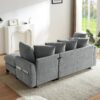 Modern L Shaped Sectional Sofa With Storage, Movable Ottoman, And Throw Pillows - Gray - Image 15