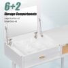 Classic Wood Makeup Vanity Set With Flip-Top Mirror And Stool, Dressing Table With Three Drawers And Storage Space - White - Image 5