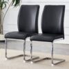 Luxurious And Minimalist Chair Covers, 2 High Elasticity Dining Chairs Metal Arched Legs - Black / Silver - Image 5