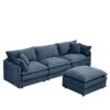 Modern Modular Sectional Sofa Shaped Couch Set With Movable Ottoman - Blue - Image 14