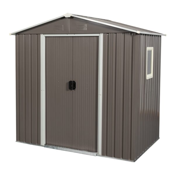 Outdoor Metal Storage Shed With Window - Gray