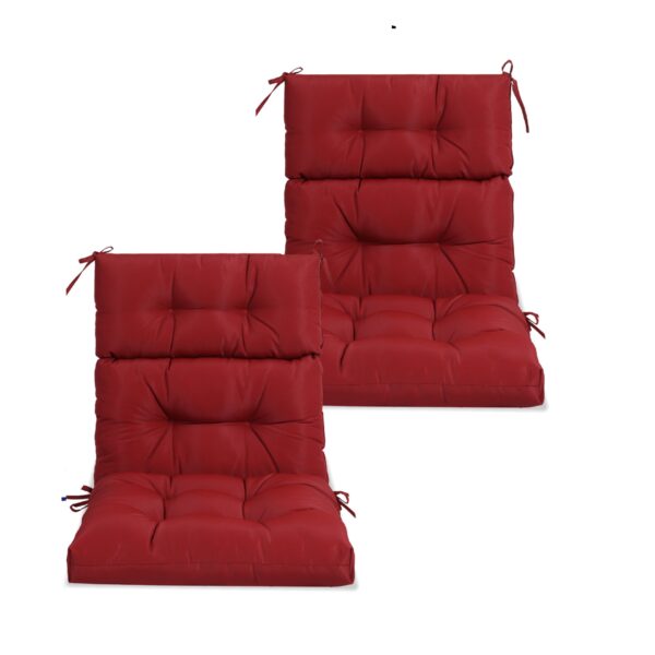 2 Piece High Back Patio Chair Cushion Set, Tufted Adirondack And Rocking Chair Cushions For Garden - Red