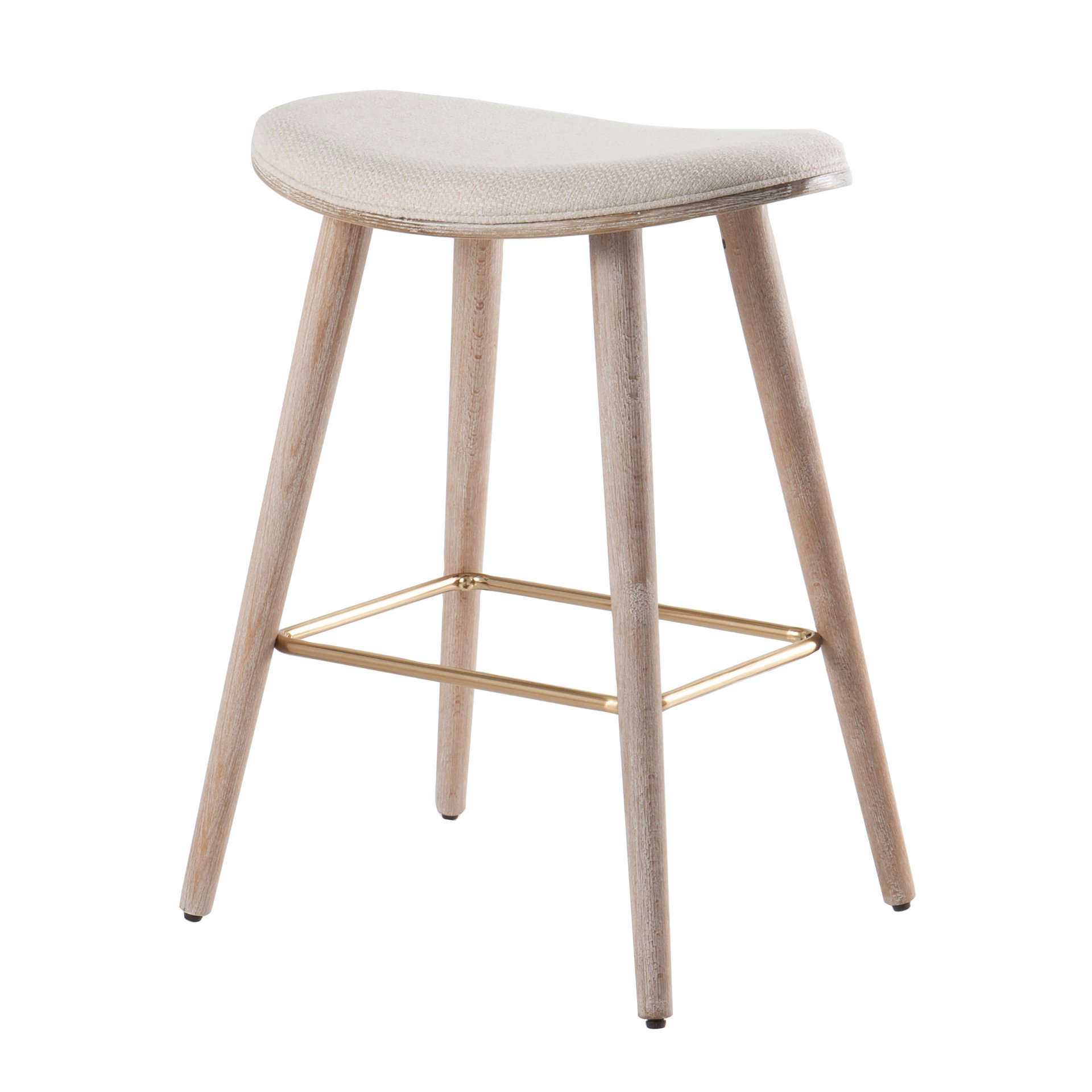 Saddle - Contemporary Counter Stool (Set of 2) - White Washed / Cream - Image 4