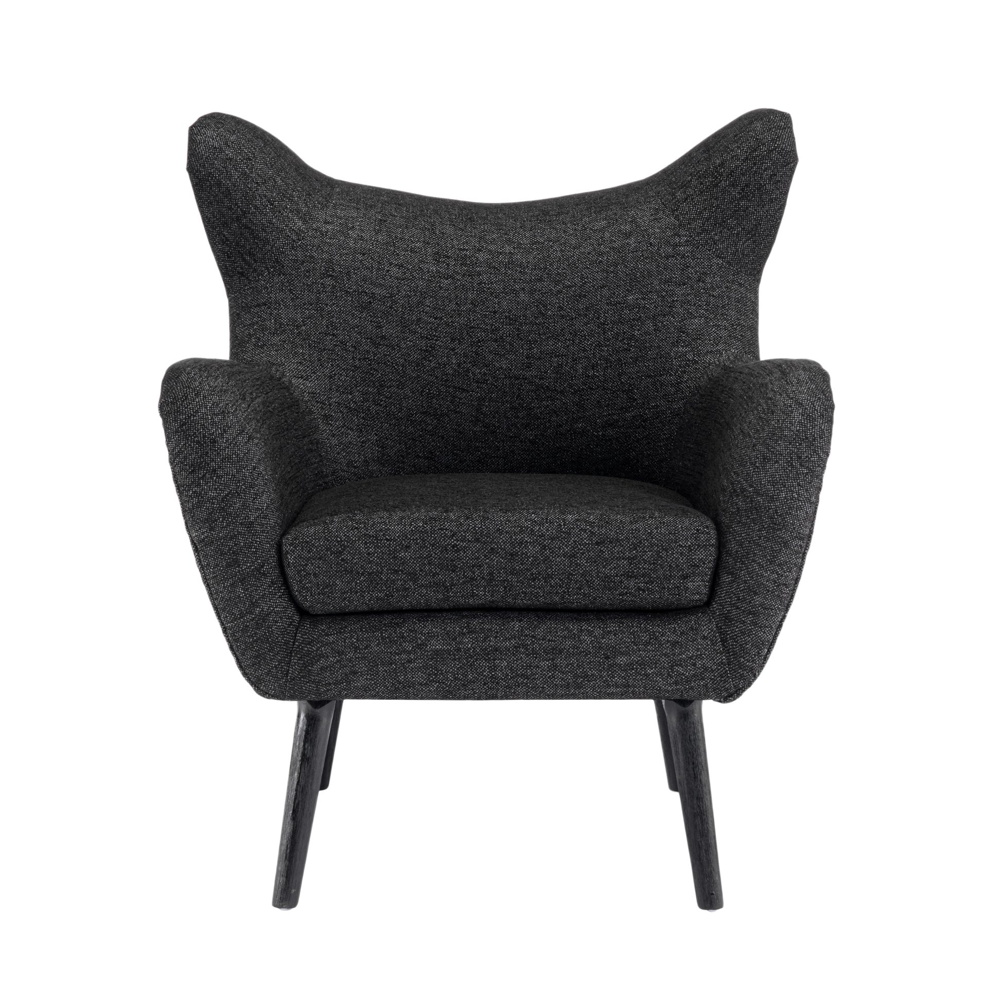 Modern Arm Chair With Wingback Design - Black / Oak Wood - Image 5