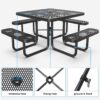 Square Outdoor Picnic Table With Umbrella Pole - Black - Image 2