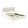 Anna - Queen Patented 2 Drawer Storage Bed, Upholstered Wingback - Ivory Velvet - Image 3