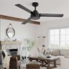 52" Outdoor Ceiling Fan Without Light, 3 Abs Blades Farmhouse Ceiling Fan With Remote Control 6-Speed Reversible Dc Motor For Living Room, Bedroom, Kitchen - Black - Image 5