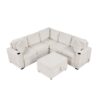 Sectional Sofa Convertible Pull Out Sofa Bed L - Shaped Sofa U - Shaped Sofa With A Movable Storage Ottoman For Living Room - Beige - Image 18