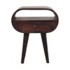 Wooden Circular Bedside Table With Open Slot - Walnut - Image 11
