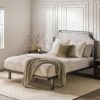 Queen Bed Frame Traditional Upholstered Metal - Gray - Image 4