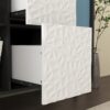 Modern Sideboard Buffet Cabinet With Doors And Unique Panel Styling - Black / Blue - Image 12