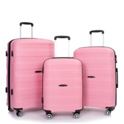 Hardshell Suitcase Spinner Wheels Pp Luggage Sets Lightweight Durable Suitcase With Tsa Lock, 3 Piece Set (20/24/28) - Pink