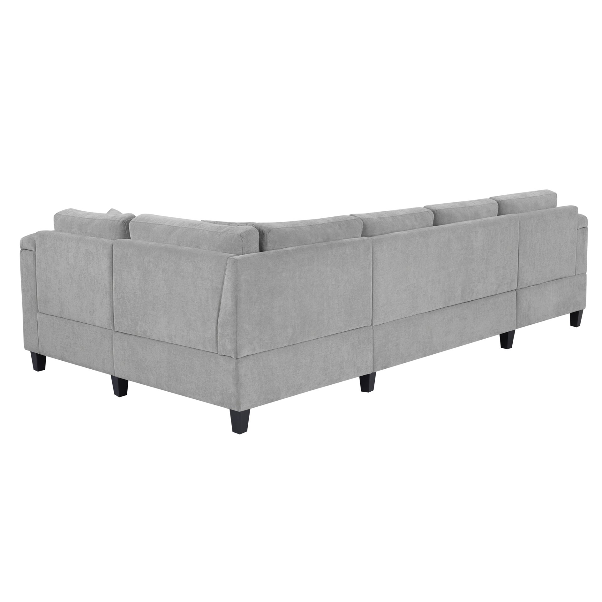 U Shaped Sectional Sofa, Corner Living Room Couch With Built In Cup Holders, Storage, USB Ports - Light Gray - Image 11