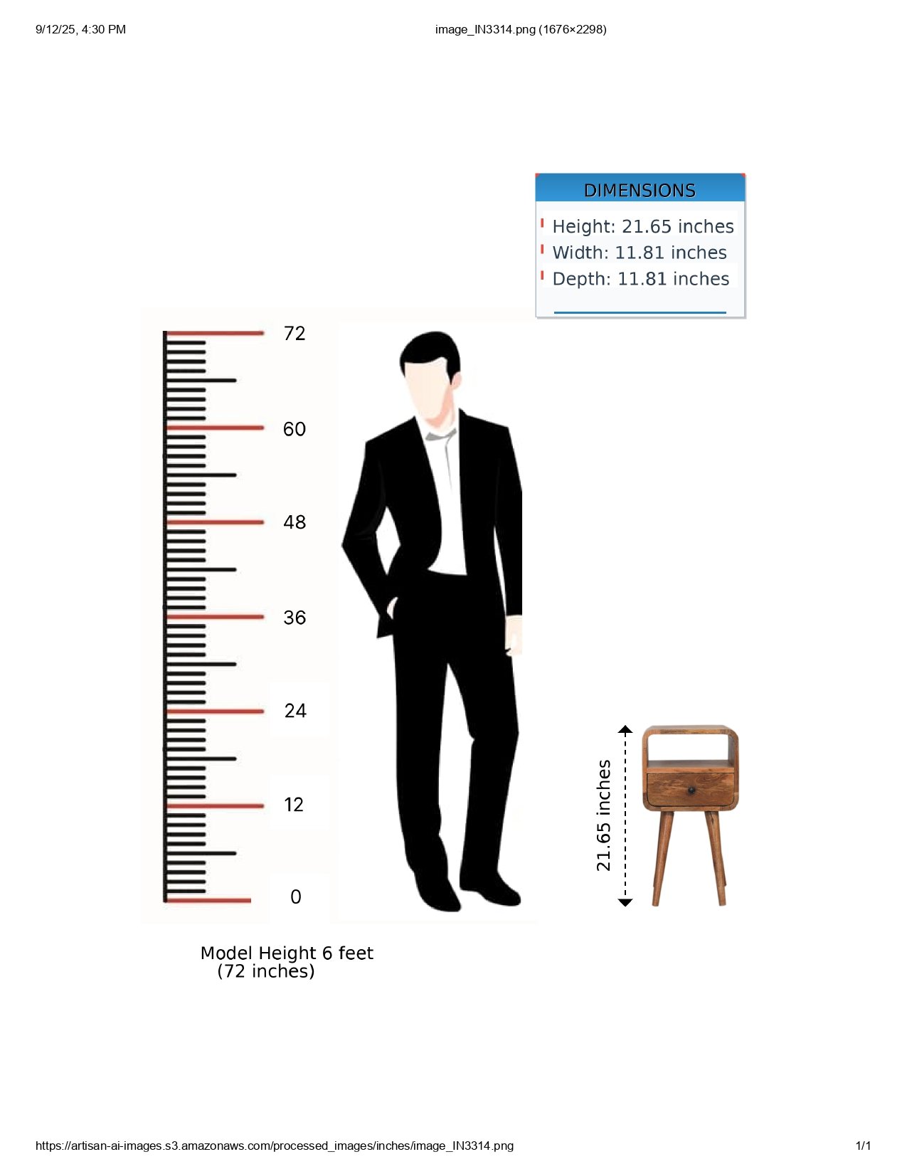 Mini Curve Open Nightstand - Oak - Image 17