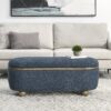 Modern Upholstered Storage Ottoman Bench With Seating - Dark Blue - Image 15