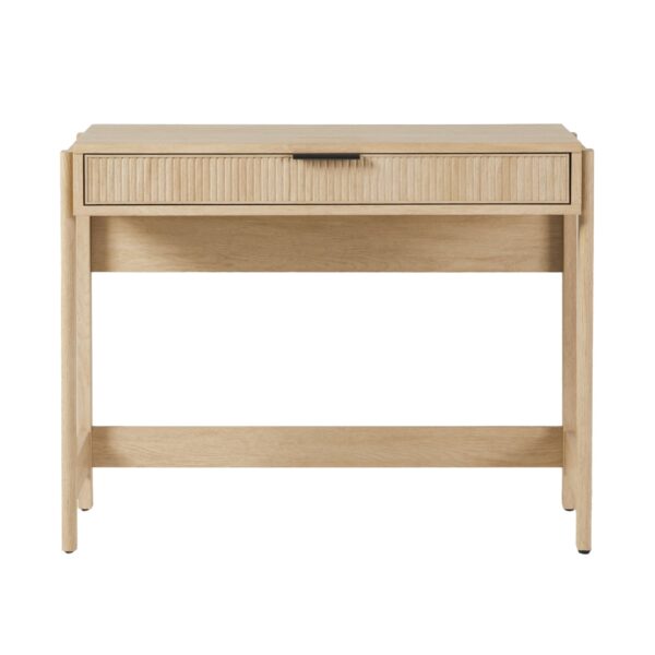 Transitional Reeded Writing Desk With Drawer - Oak