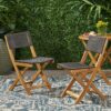 Evergreen - Outdoor Wooden Bistro Chair With Wicker Back - Brown - Image 4