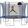 15Ft Trampoline With Basketball Hoop Inflator And Ladder (Inner Safety Enclosure) - Blue - Image 12