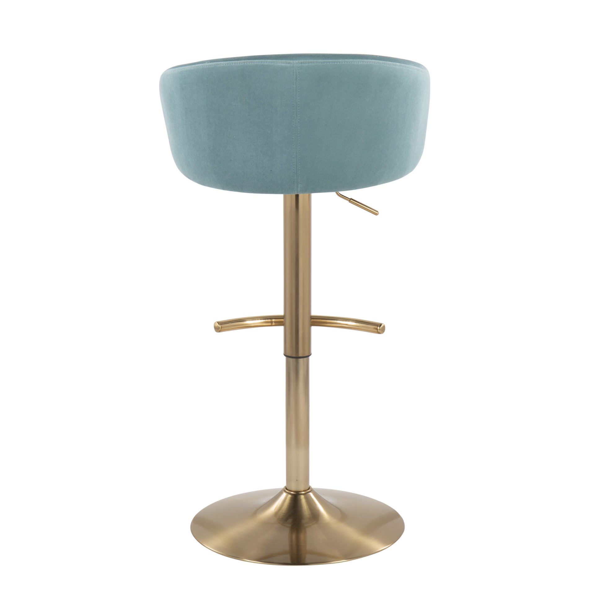 Claire - Contemporary / Glam Adjustable Bar Stool (Set of 2) - Gold / Light Blue - Image 5