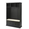 Hall Tree With 3 Hooks, Coat Hanger, Entryway Bench, Storage Bench, 3 In 1 Design, For Entrance, Hallway - Black - Image 6