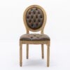 French Style Solid Wood Frame Antique Painting, Hand-Pulled Buckle Decoration Artificial Leather Dining Chair With Nailhead Trim, Wood Legs, Density Foam, Steel Spring Inner (Set of 2) - Brown - Image 3