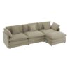 Modern Sofa Modular Sofa Couch Upholstered Corduroy, L - Shape Sectional Sofa With Side Storage Pockets For Living Room - Brown - Image 21