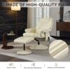 Massage Recliner Chair With Ottoman 360° Swivel Reclining Chair With Wrapped Base 5 Point Vibration Massage Seat Heating And 140° Adjustable Backrest - Beige - Image 7