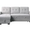 Ashlyn II - Woven Fabric Reversible Sleeper Sectional Sofa With Storage Chaise, Storage Arm, Cup Holder, Charging Ports, Side Pockets, and Pocket Coil Seating - Gray - Image 5