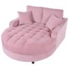 Modern Chaise Lounge Sofa Bed Upholstered Sofa Couch With Tufted Seat And Detachable Pillows For Living Room - Pink - Image 15