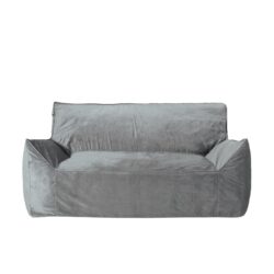 Fila - Velveteen Oversized 2 Seater Bean Bag Chair With Armrests, Soft Velvet - Gray