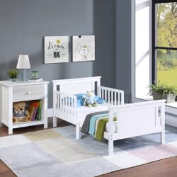 Connelly - Reversible Panel Toddler Bed - White, Rockport Gray