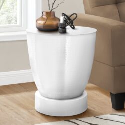 Drum Accent Side Table, Contemporary & Modern - White