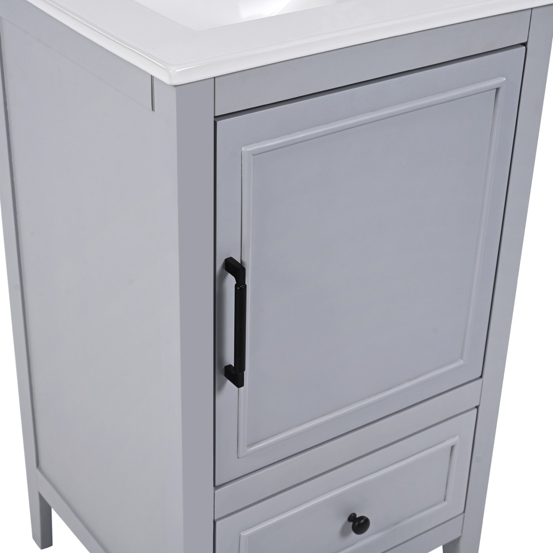 20" Bathroom Vanity With Sink, Bathroom Cabinet With A Door, Door Shelf Storage And Adiustable Foot Pads, A Drawer - Gray - Image 20