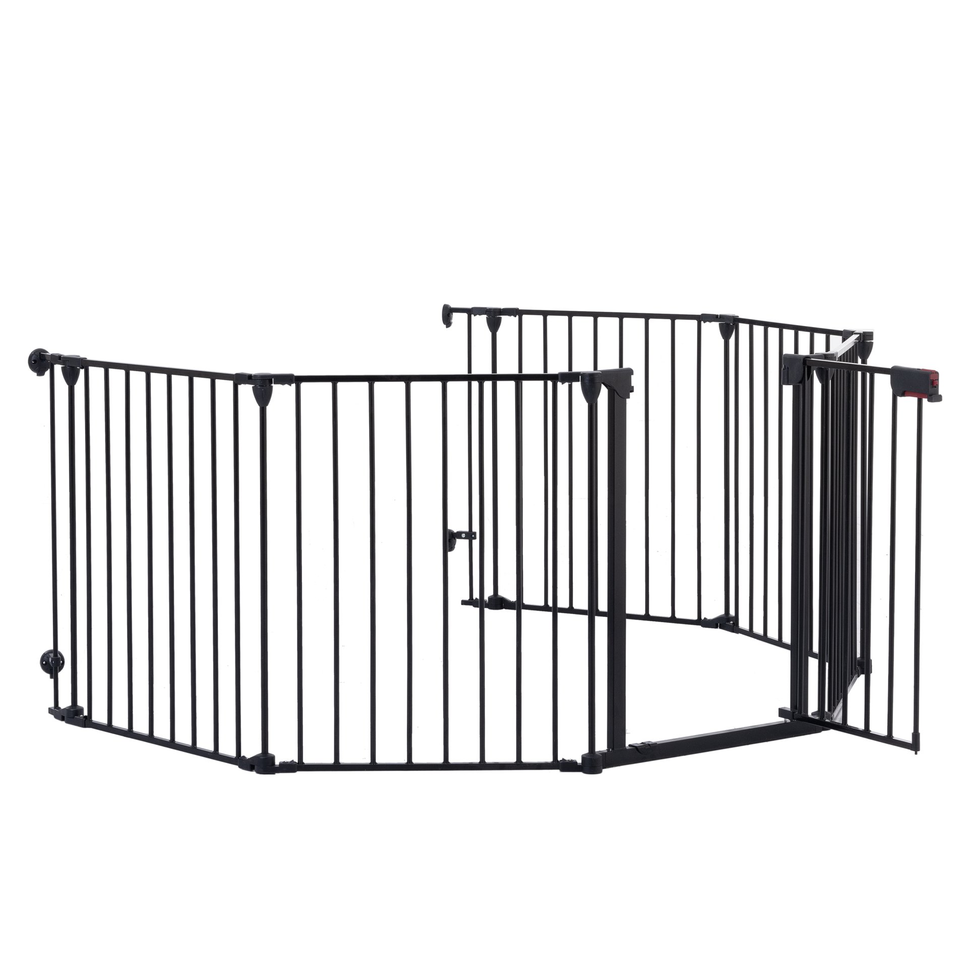 Adjustable Safety Gate 6 Panels Play Yard Metal Doorways Fireplace Fence Christmas Tree Fence Gate For House Stairs Gate Prohibited Area Fence - Black - Image 8