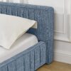 Modern Queen Size Upholstered Bed Frame With Pleated Chenille Fabric And Headboard, No Box Spring Needed - Blue - Image 7